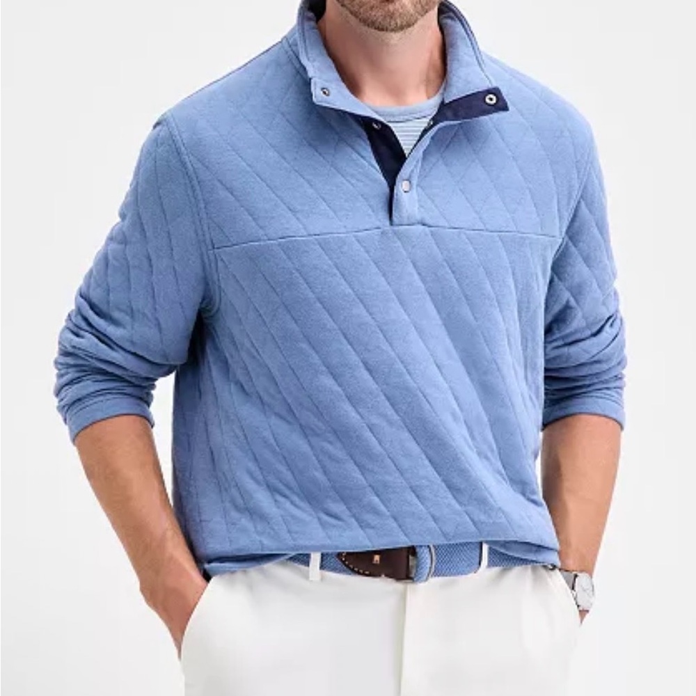 Men's Quilted Snap Mock Neck Sweater
